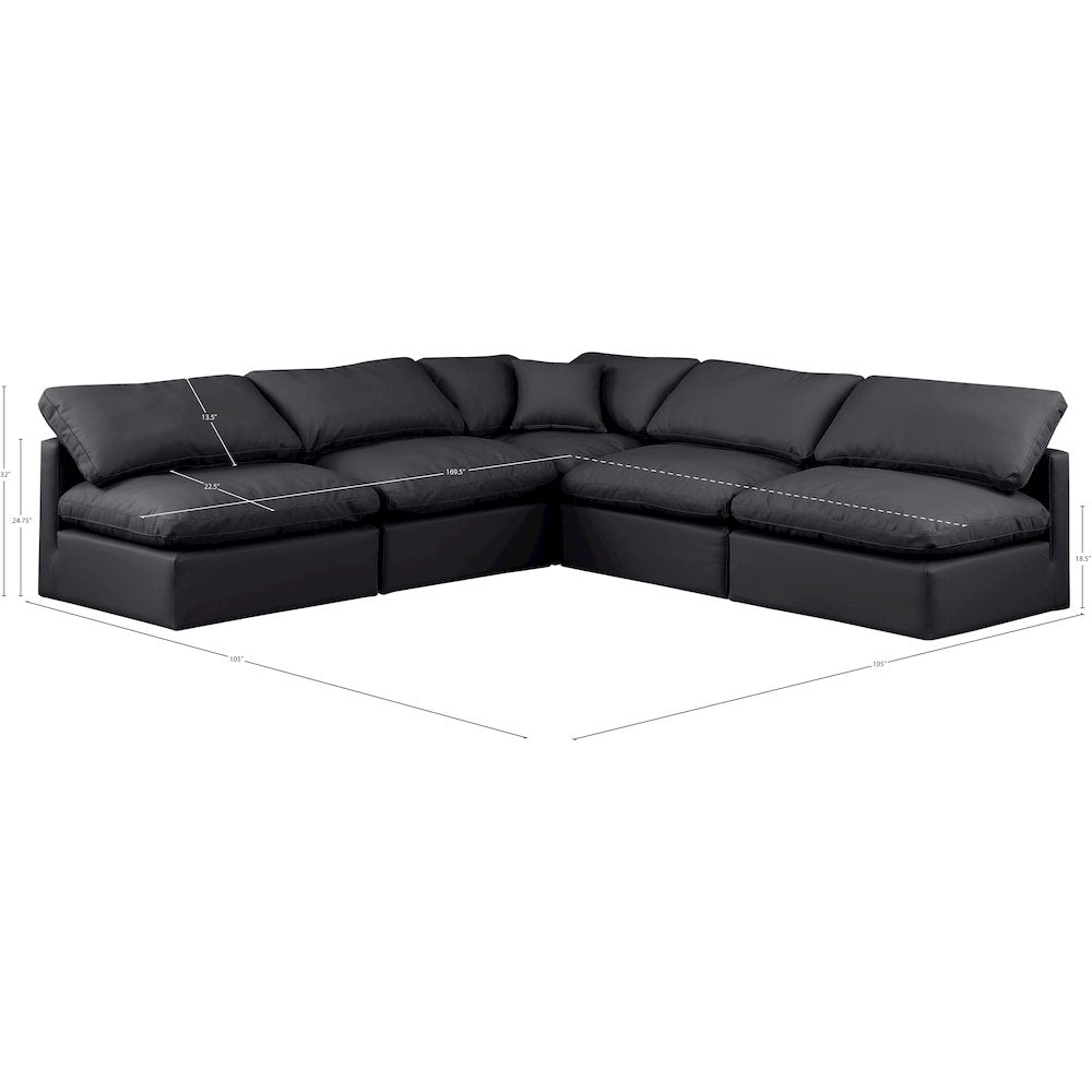 Indulge Black Vegan Leather Modular Sectional
