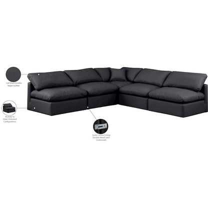 Indulge Black Vegan Leather Modular Sectional