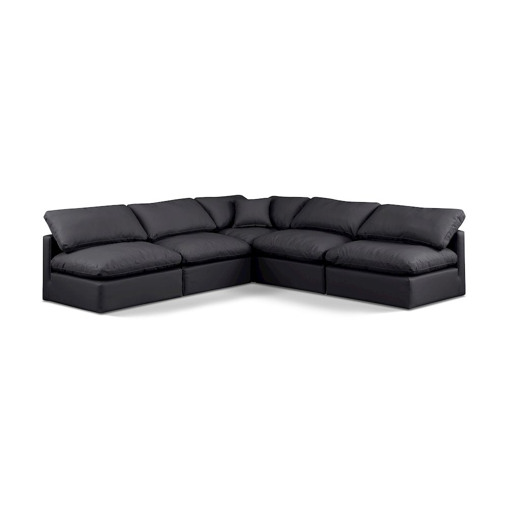 Indulge Black Vegan Leather Modular Sectional