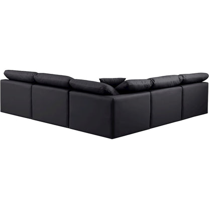 Indulge Black Vegan Leather Modular Sectional