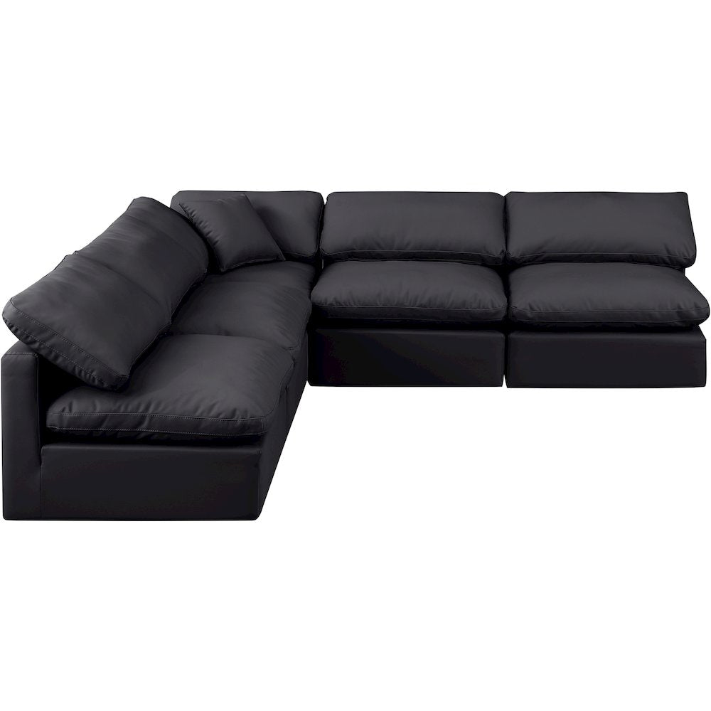 Indulge Black Vegan Leather Modular Sectional