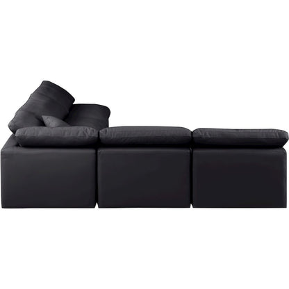 Indulge Black Vegan Leather Modular Sectional