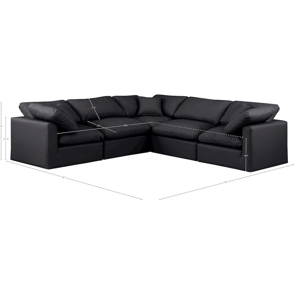 Indulge Black Vegan Leather Modular Sectional