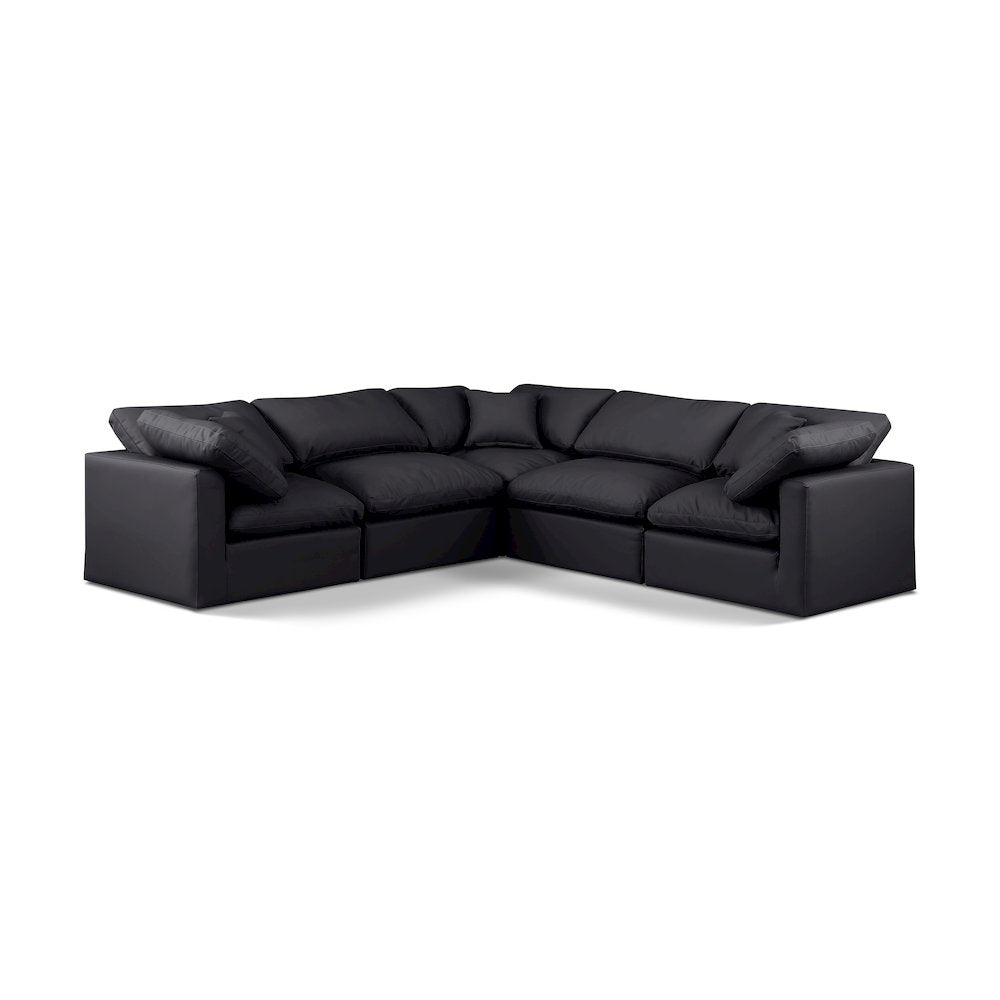 Indulge Black Vegan Leather Modular Sectional