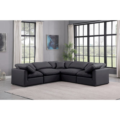 Indulge Black Vegan Leather Modular Sectional