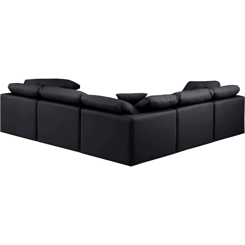 Indulge Black Vegan Leather Modular Sectional