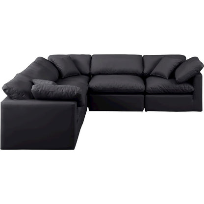 Indulge Black Vegan Leather Modular Sectional