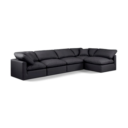 Indulge Black Vegan Leather Modular Sectional