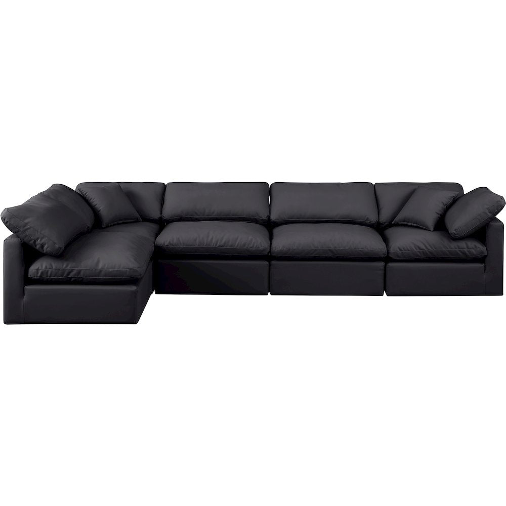 Indulge Black Vegan Leather Modular Sectional