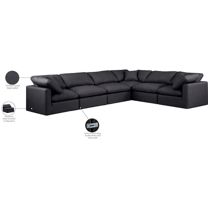 Indulge Black Vegan Leather Modular Sectional