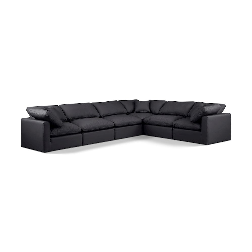 Indulge Black Vegan Leather Modular Sectional