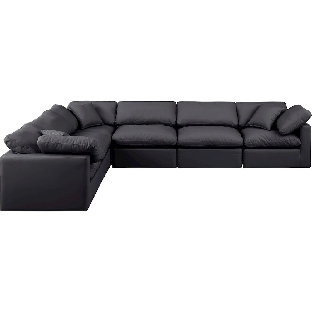 Indulge Black Vegan Leather Modular Sectional