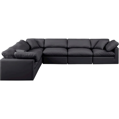 Indulge Black Vegan Leather Modular Sectional