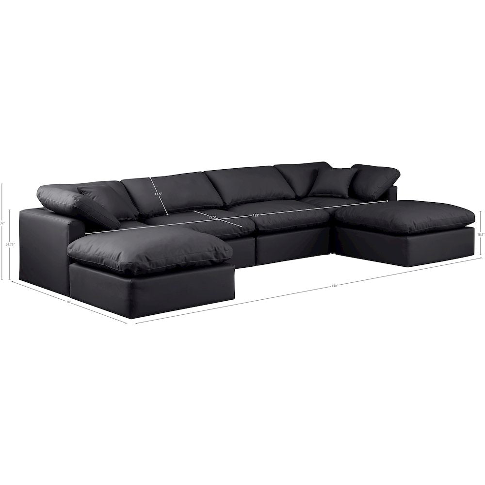 Indulge Black Vegan Leather Modular Sectional