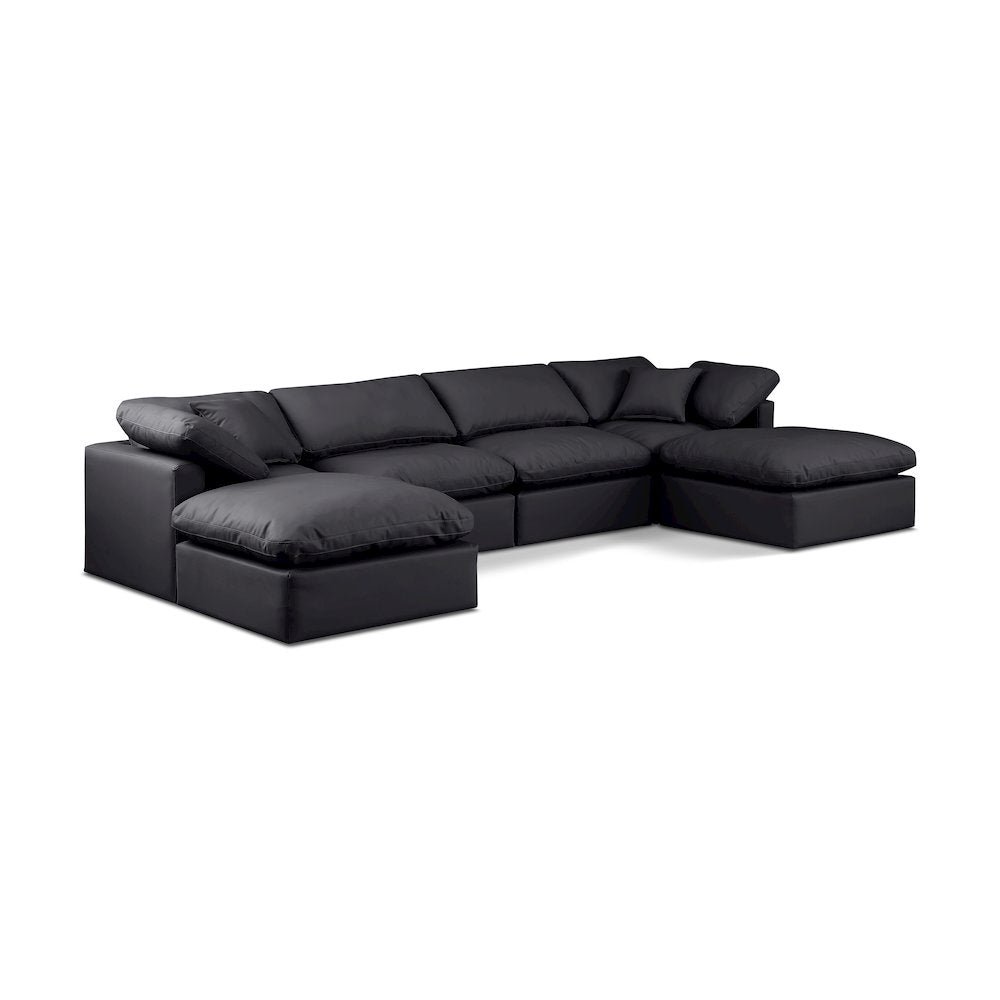 Indulge Black Vegan Leather Modular Sectional