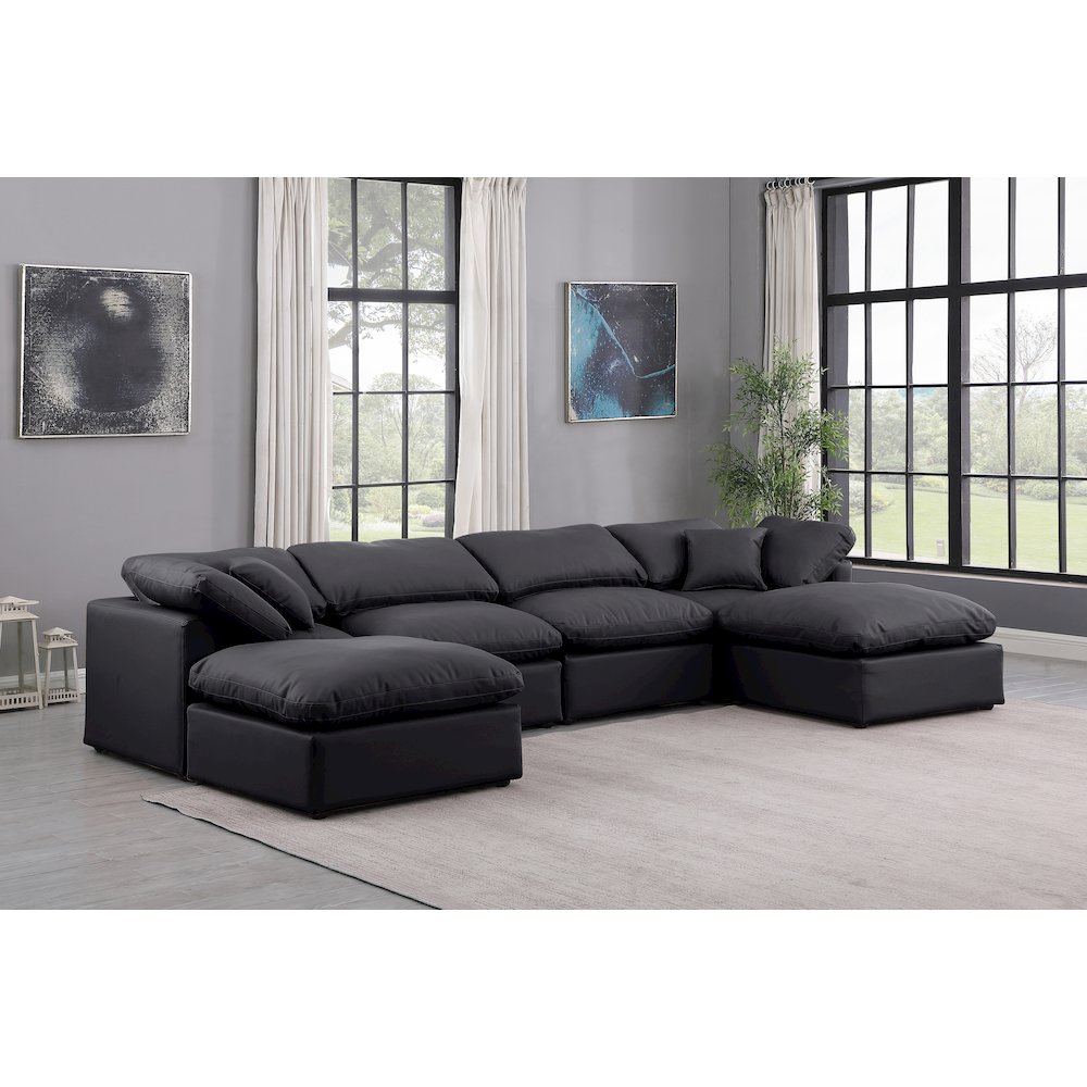 Indulge Black Vegan Leather Modular Sectional