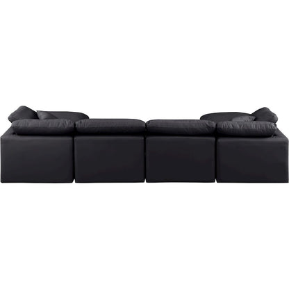 Indulge Black Vegan Leather Modular Sectional