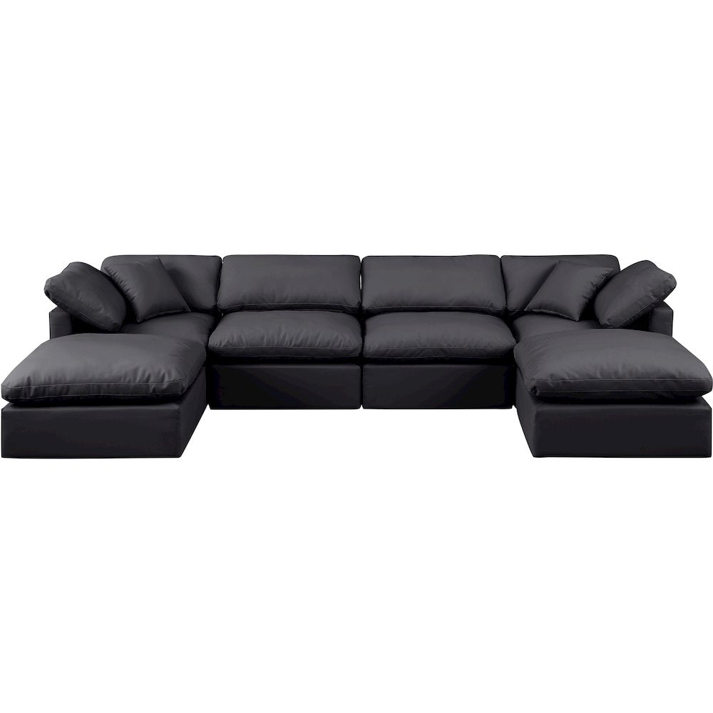 Indulge Black Vegan Leather Modular Sectional
