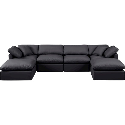 Indulge Black Vegan Leather Modular Sectional