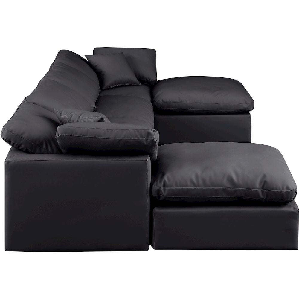 Indulge Black Vegan Leather Modular Sectional