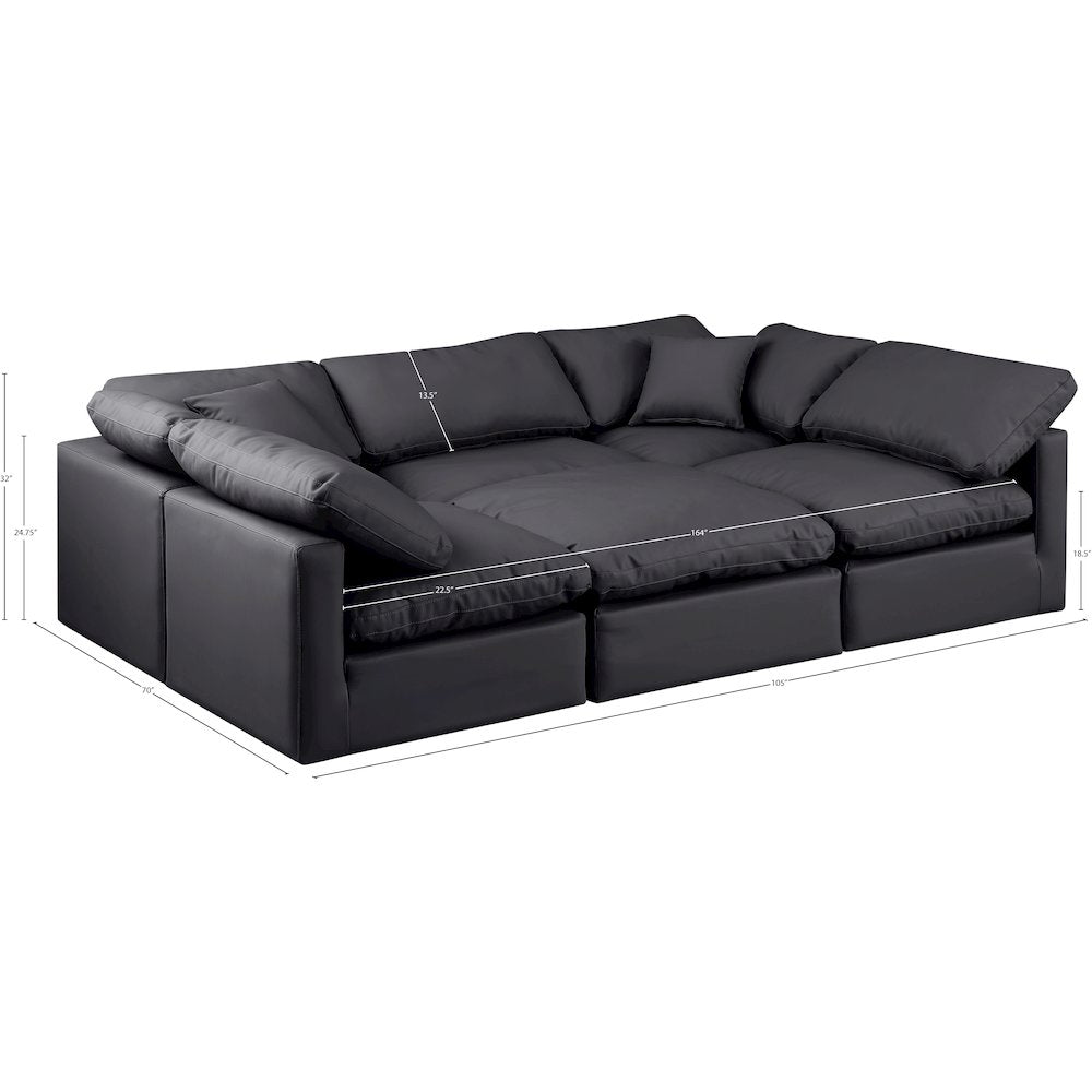 Indulge Black Vegan Leather Modular Sectional