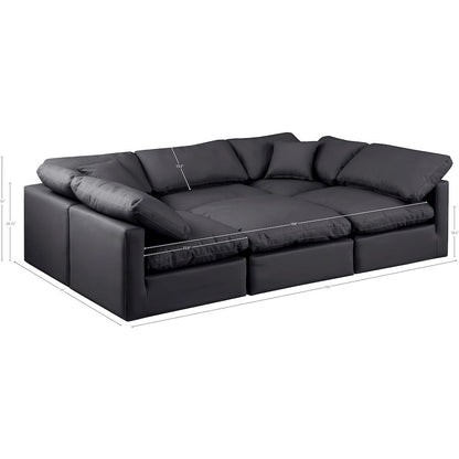 Indulge Black Vegan Leather Modular Sectional