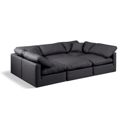 Indulge Black Vegan Leather Modular Sectional