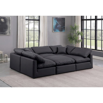 Indulge Black Vegan Leather Modular Sectional