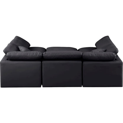 Indulge Black Vegan Leather Modular Sectional