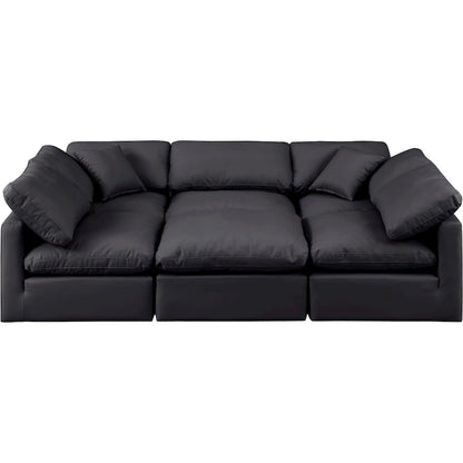 Indulge Black Vegan Leather Modular Sectional