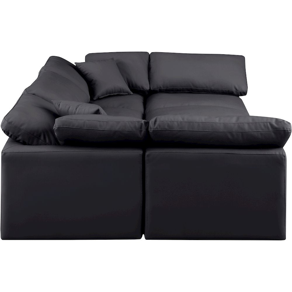 Indulge Black Vegan Leather Modular Sectional
