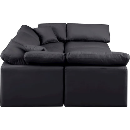Indulge Black Vegan Leather Modular Sectional