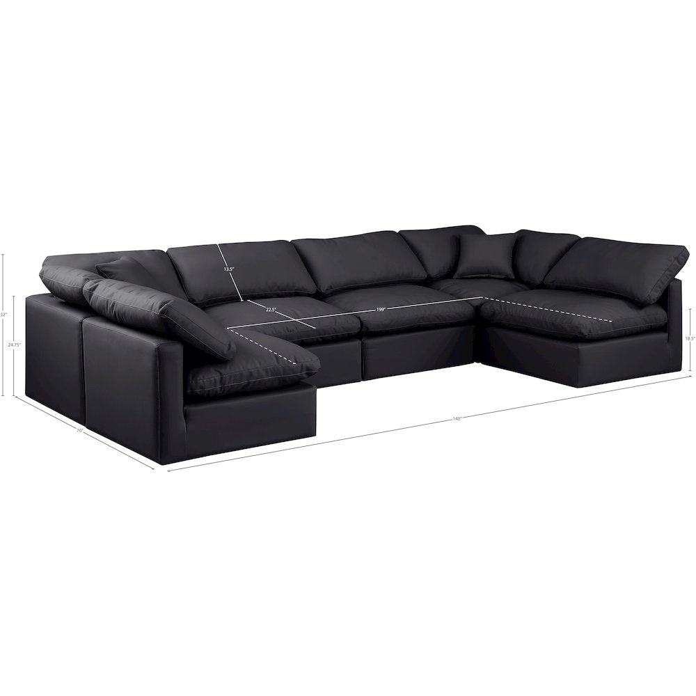 Indulge Black Vegan Leather Modular Sectional