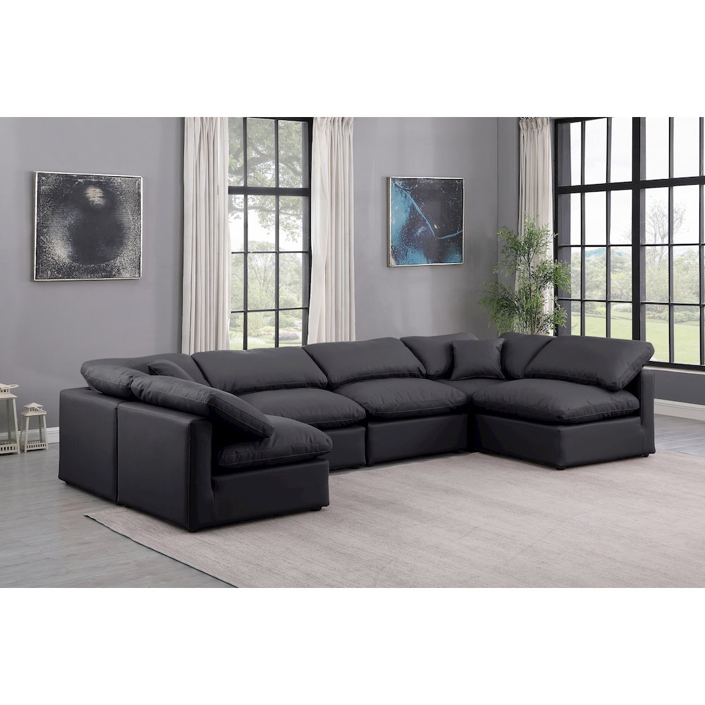 Indulge Black Vegan Leather Modular Sectional