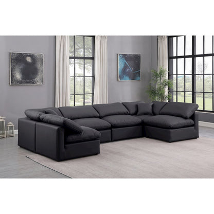 Indulge Black Vegan Leather Modular Sectional