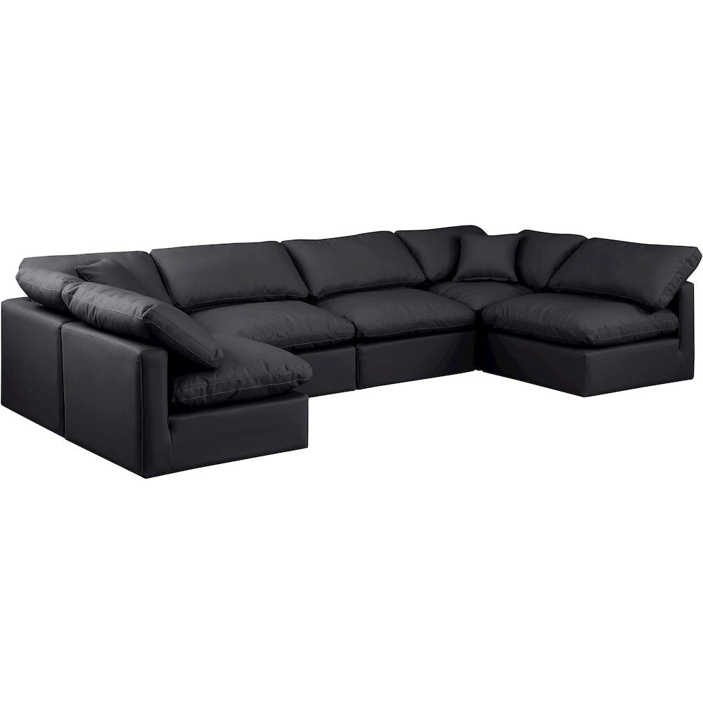 Indulge Black Vegan Leather Modular Sectional