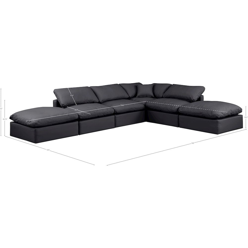 Indulge Black Vegan Leather Modular Sectional