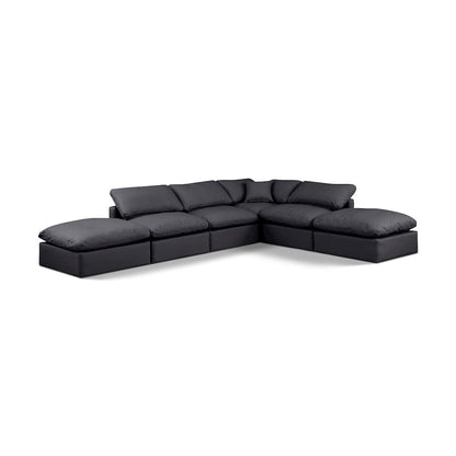 Indulge Black Vegan Leather Modular Sectional