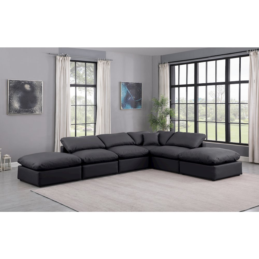 Indulge Black Vegan Leather Modular Sectional