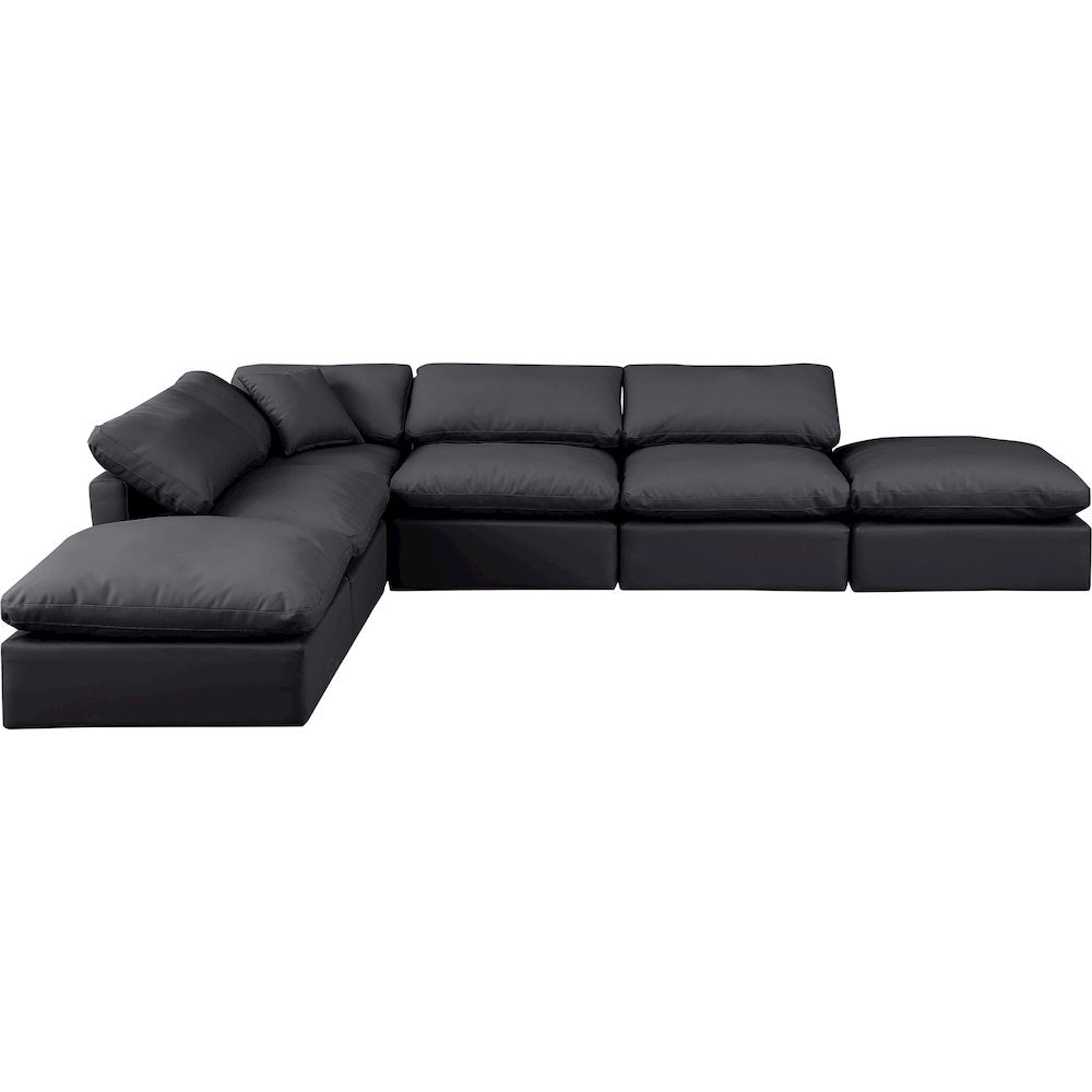 Indulge Black Vegan Leather Modular Sectional