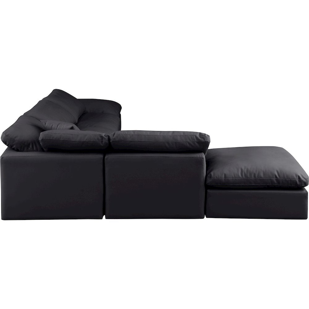 Indulge Black Vegan Leather Modular Sectional