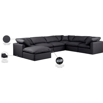 Indulge Black Vegan Leather Modular Sectional