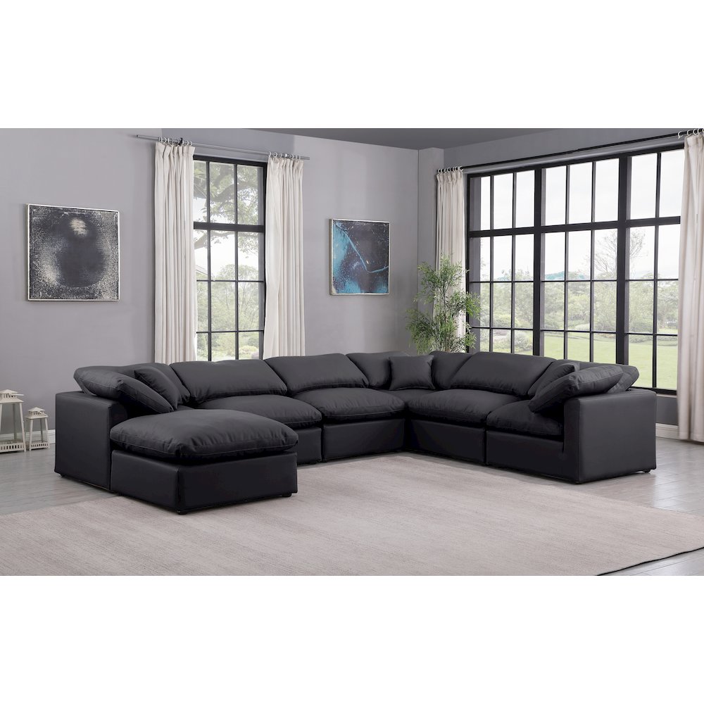 Indulge Black Vegan Leather Modular Sectional