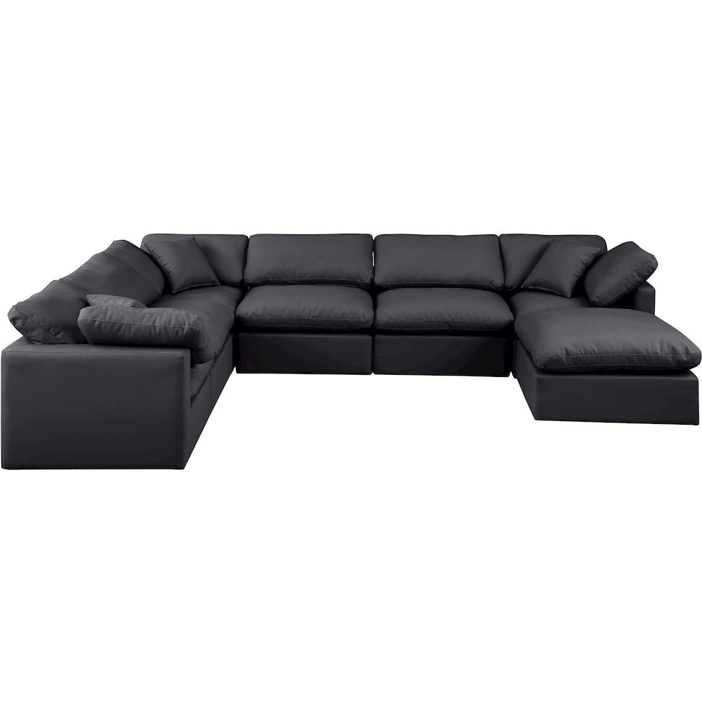Indulge Black Vegan Leather Modular Sectional
