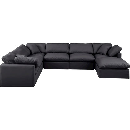 Indulge Black Vegan Leather Modular Sectional