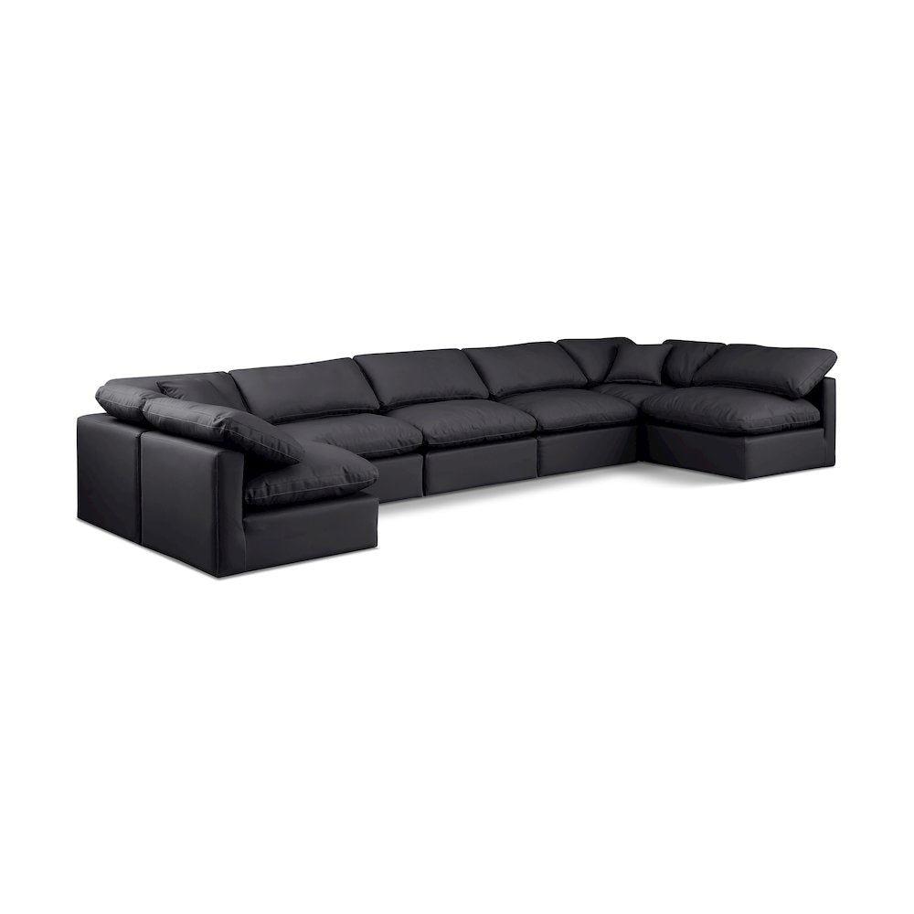 Indulge Black Vegan Leather Modular Sectional