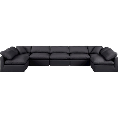 Indulge Black Vegan Leather Modular Sectional