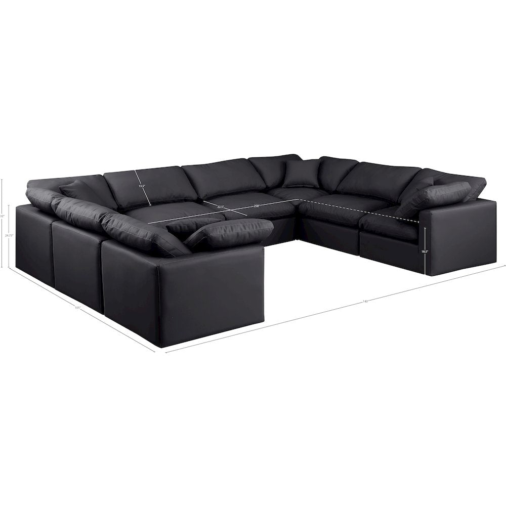 Indulge Black Vegan Leather Modular Sectional