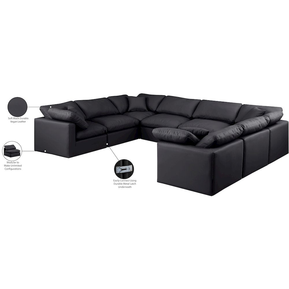 Indulge Black Vegan Leather Modular Sectional