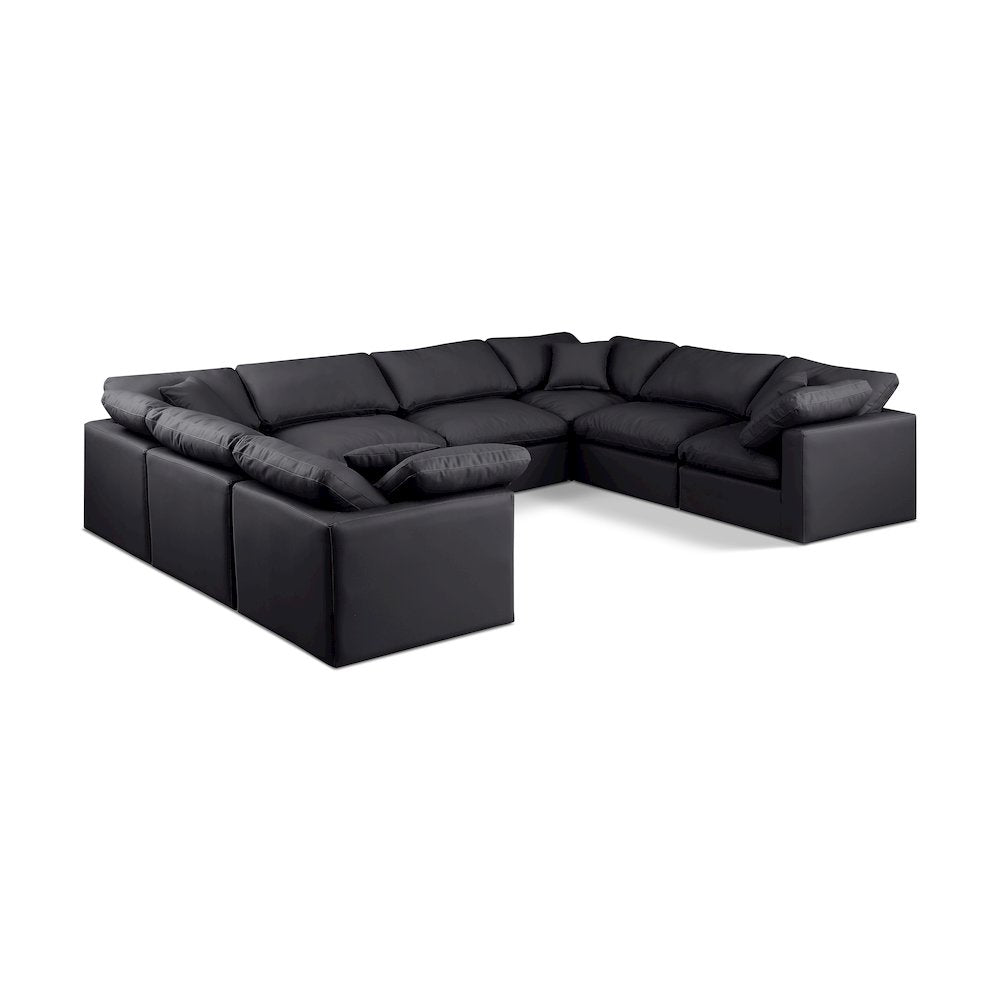 Indulge Black Vegan Leather Modular Sectional